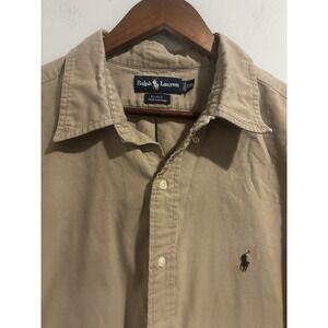 Vintage Polo Ralph Lauren Men's‎ XXL Blake Cotton Button Up in Khaki Long Sleeve
